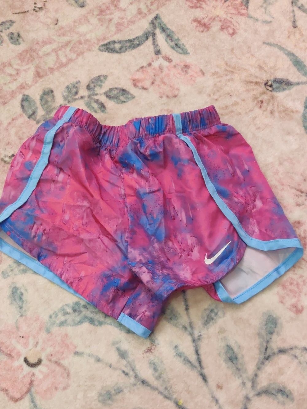 Nike Pink and Blue Tie-Dye Running Shorts